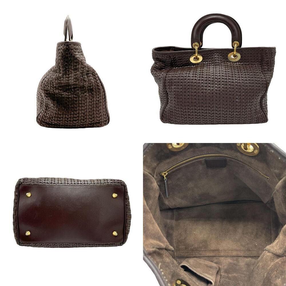 Dior leather 2way brown Christian Handbag Brown